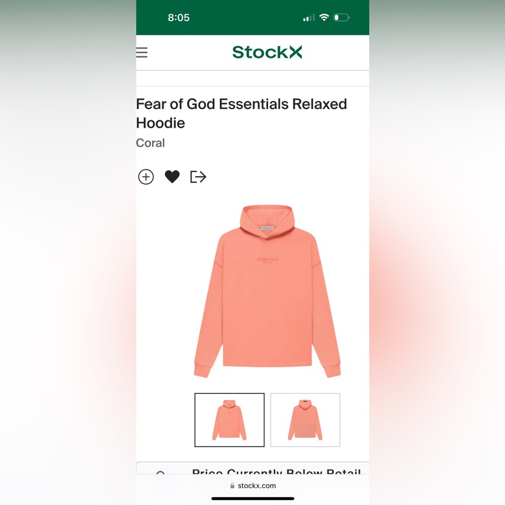 Fear of God Essentials Relaxed hoodie in Coral